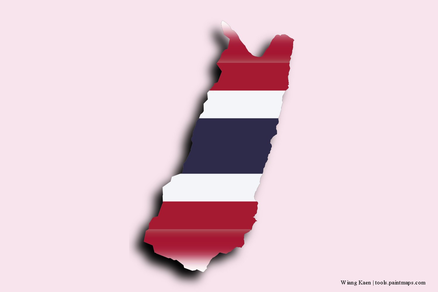 flag map of Wiang Kaen with 3D shadow effect