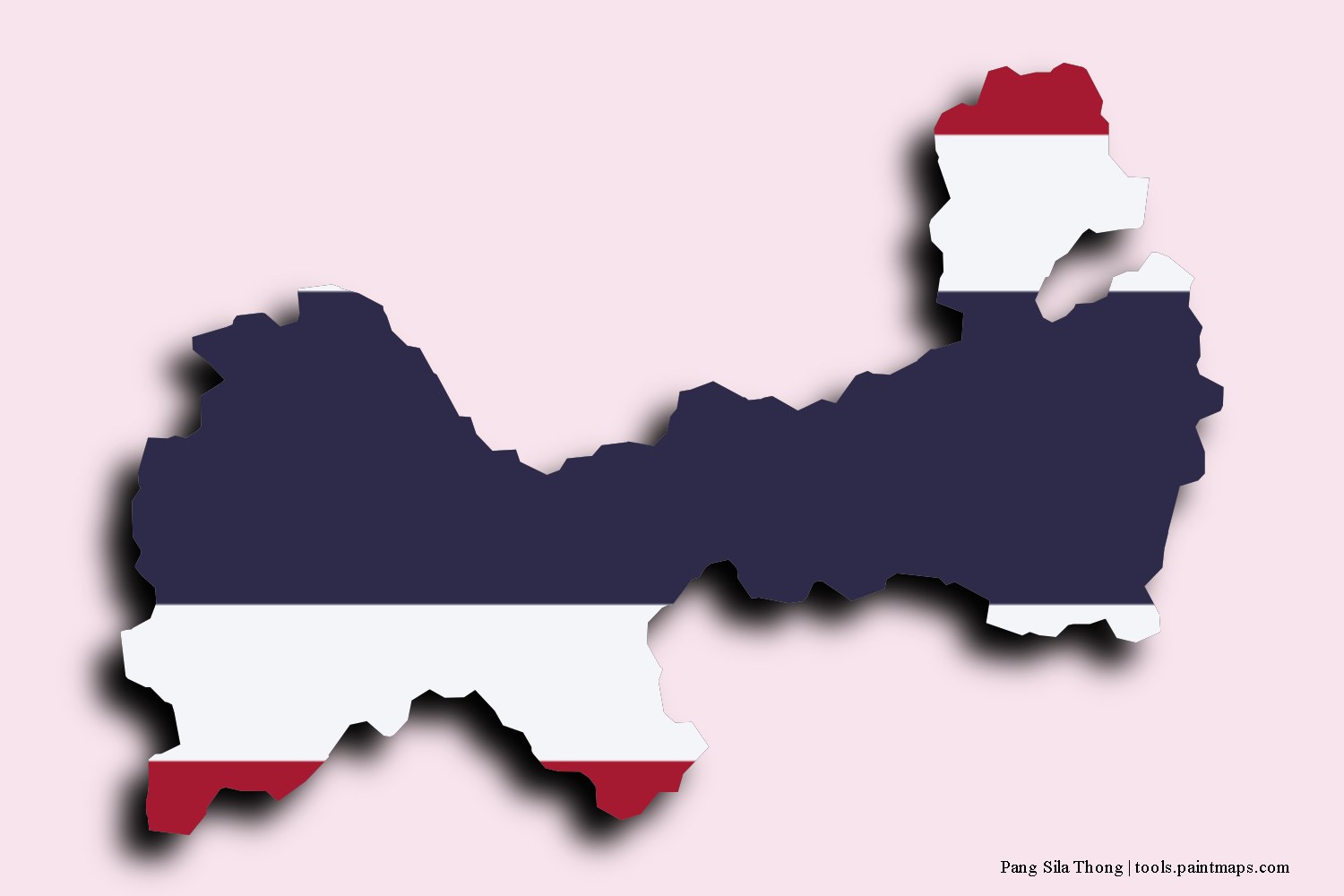 Mapa de la bandera de Pang Sila Thong con efecto de sombra 3D