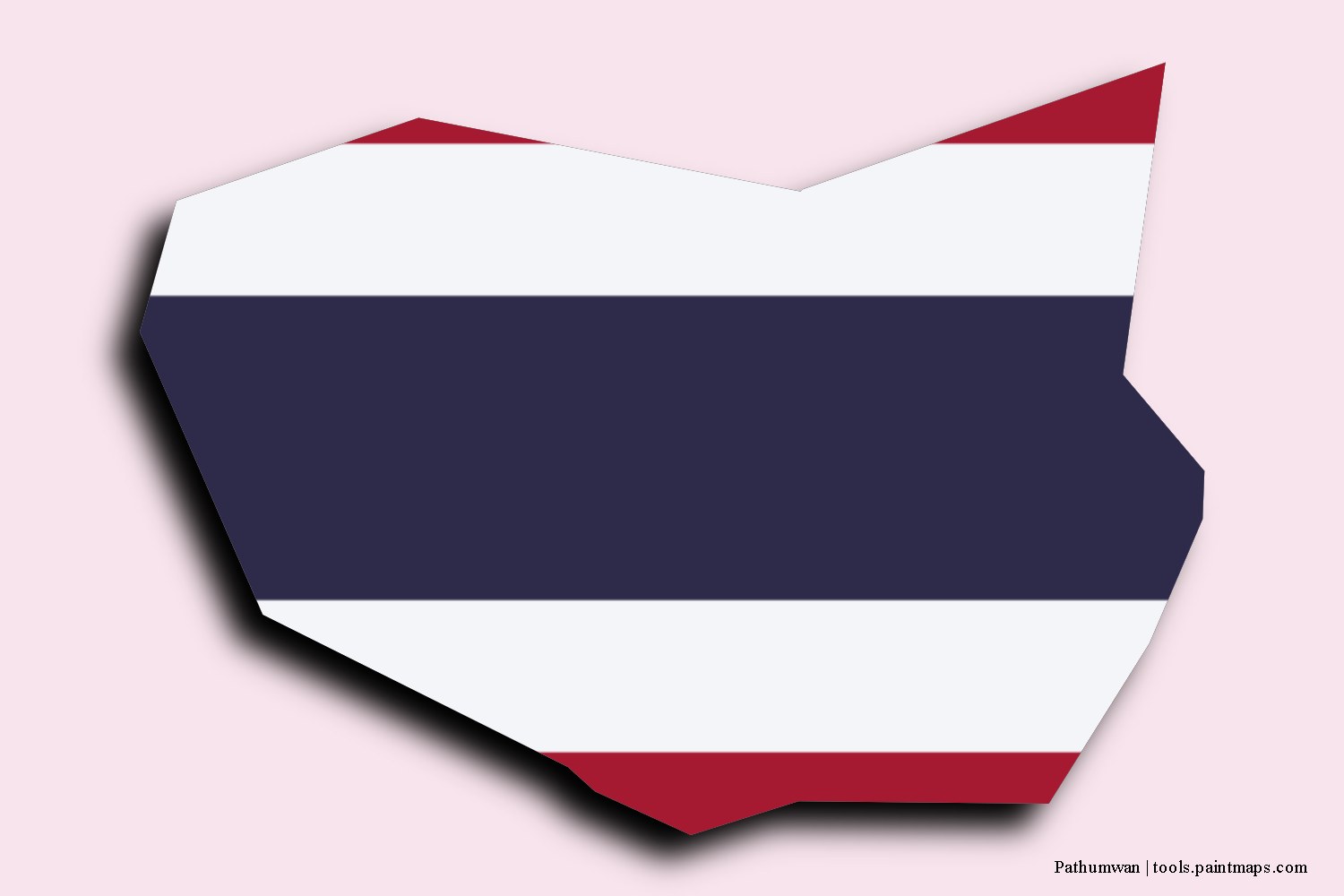 flag map of Bang Rak with 3D shadow effect