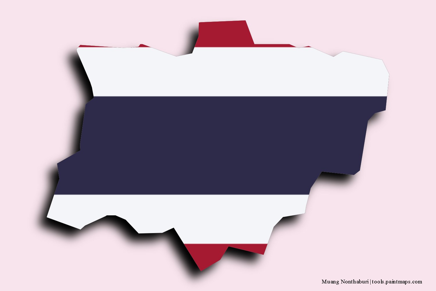 flag map of Nonthaburi with 3D shadow effect