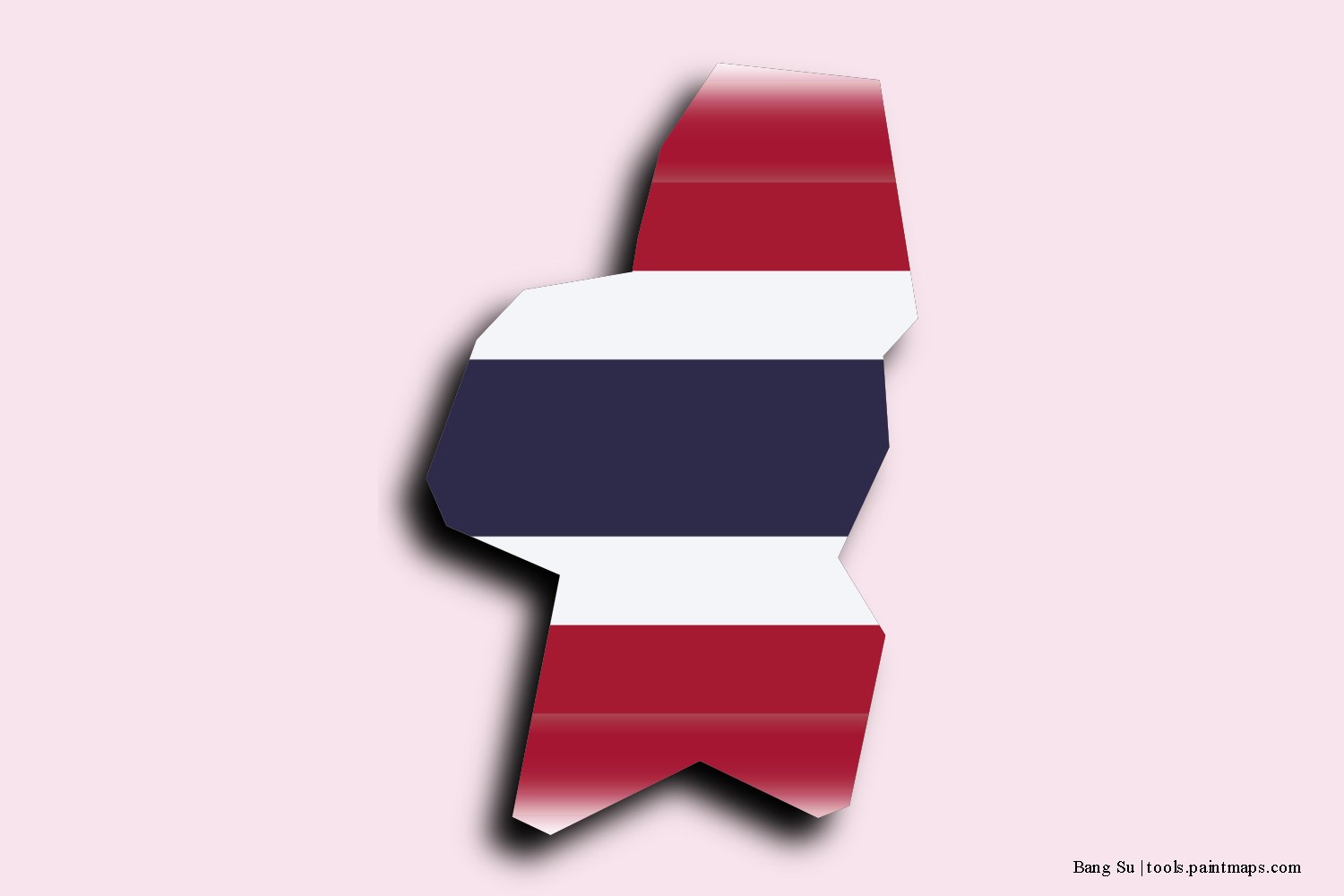 flag map of Bang Sue with 3D shadow effect