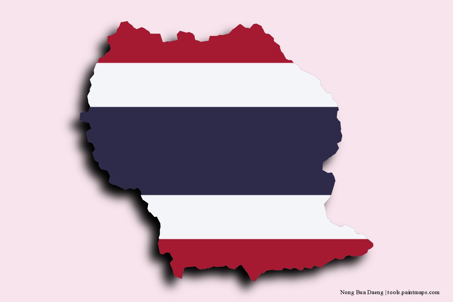 flag map of Nong Bua Daeng with 3D shadow effect