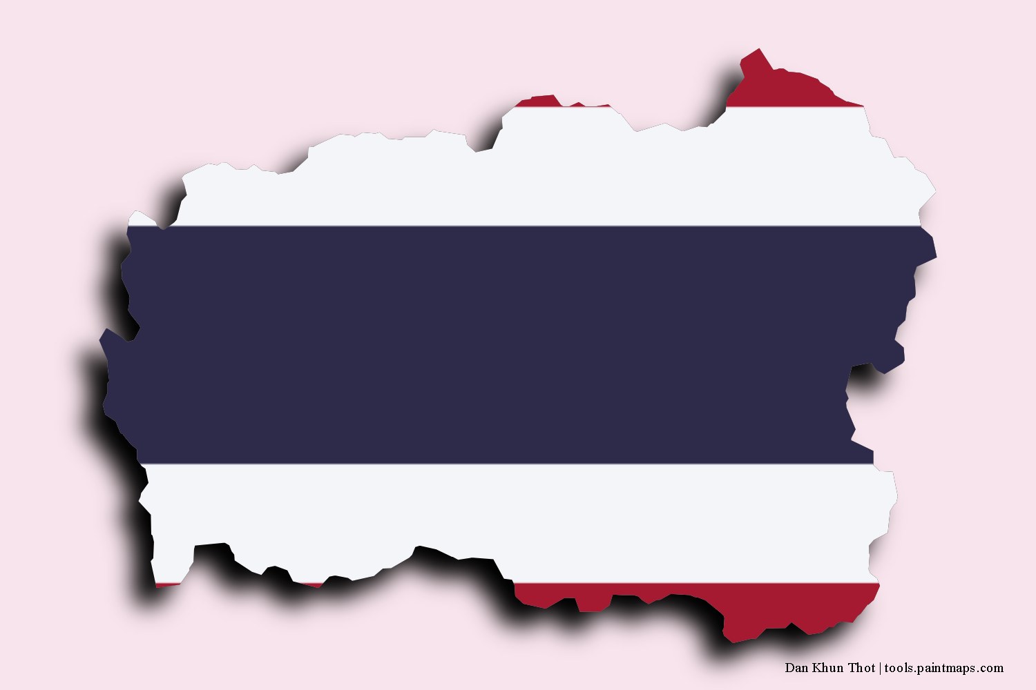 flag map of Dan Khun Thot with 3D shadow effect