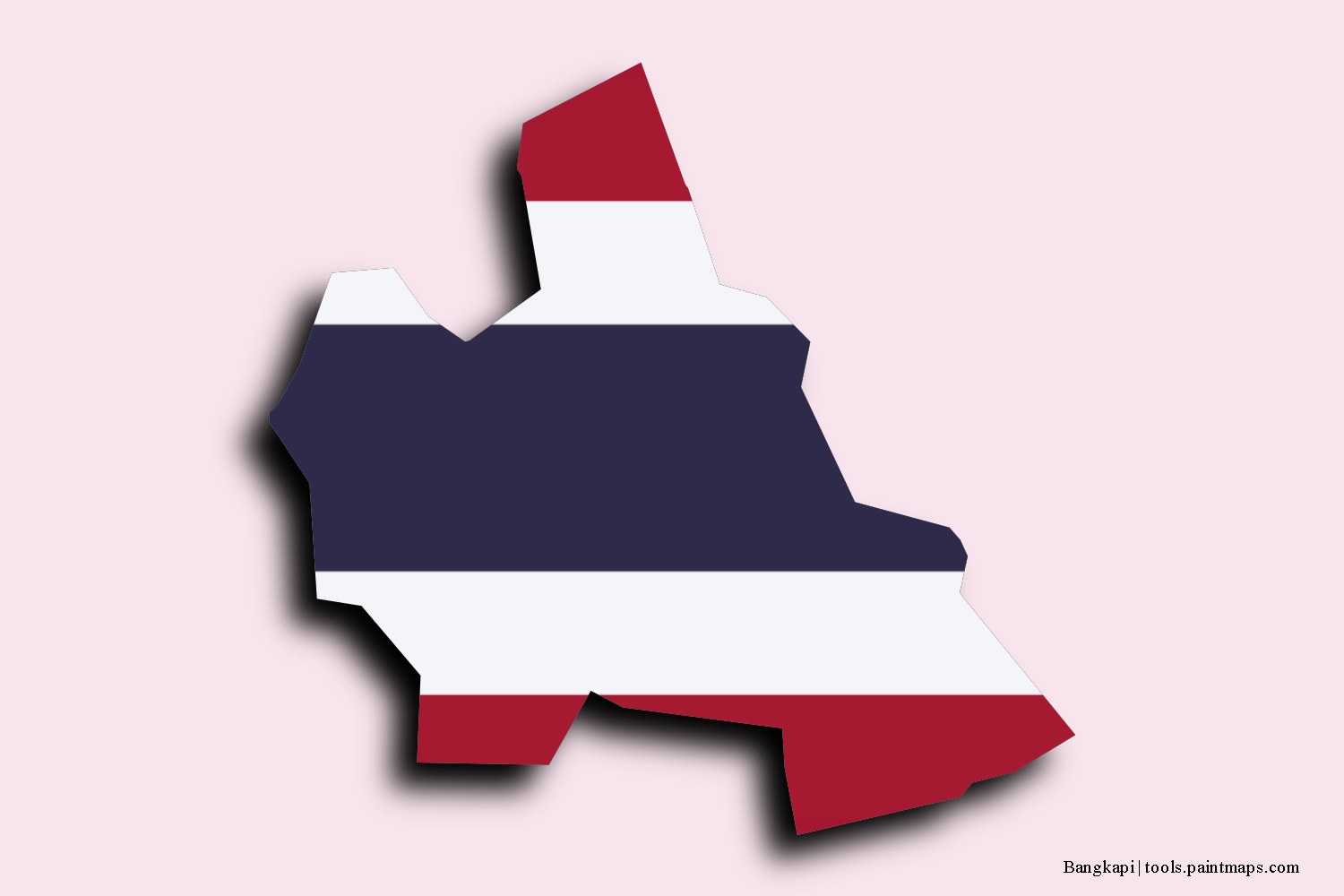 flag map of Bang Kapi with 3D shadow effect