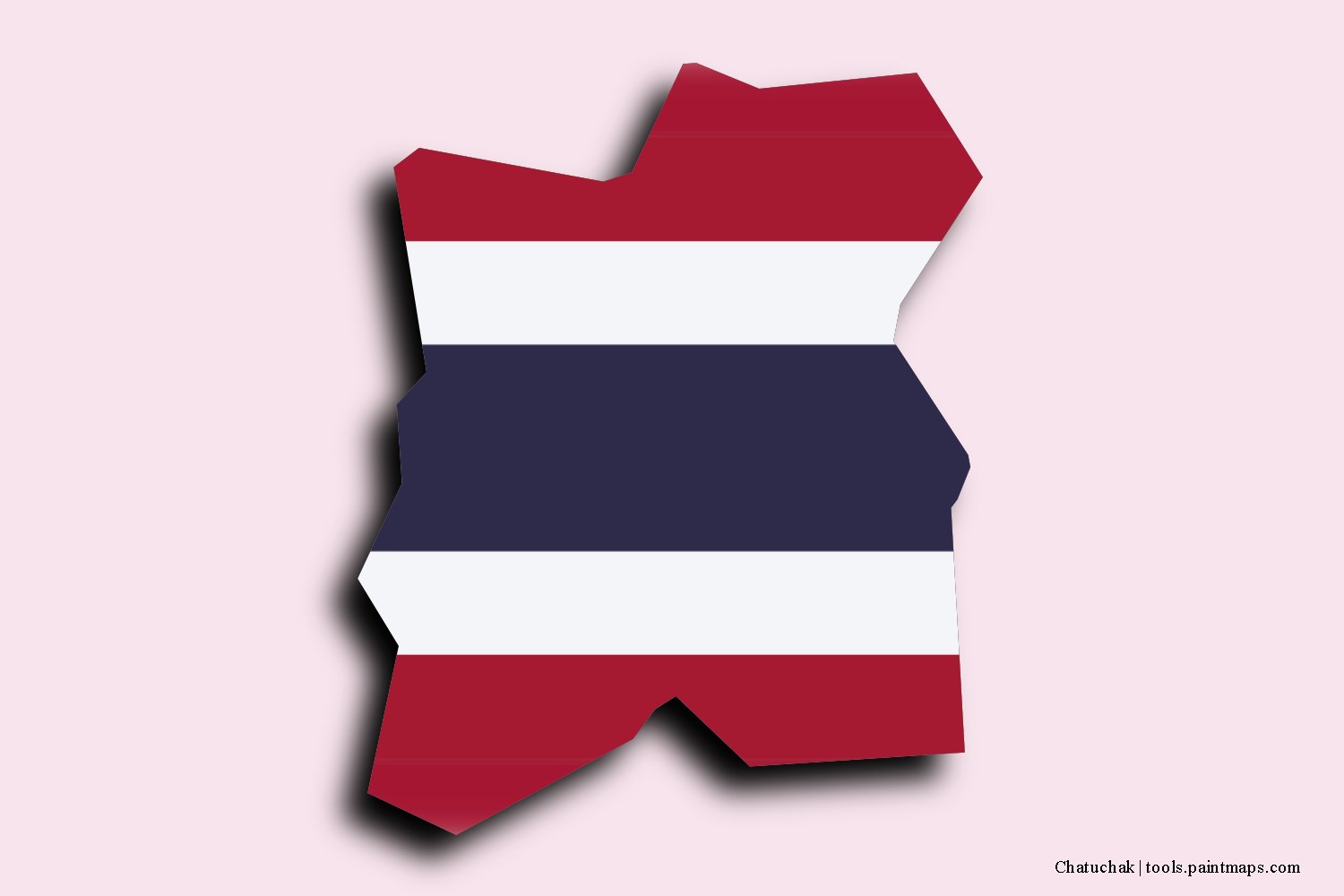 flag map of Chatuchak with 3D shadow effect