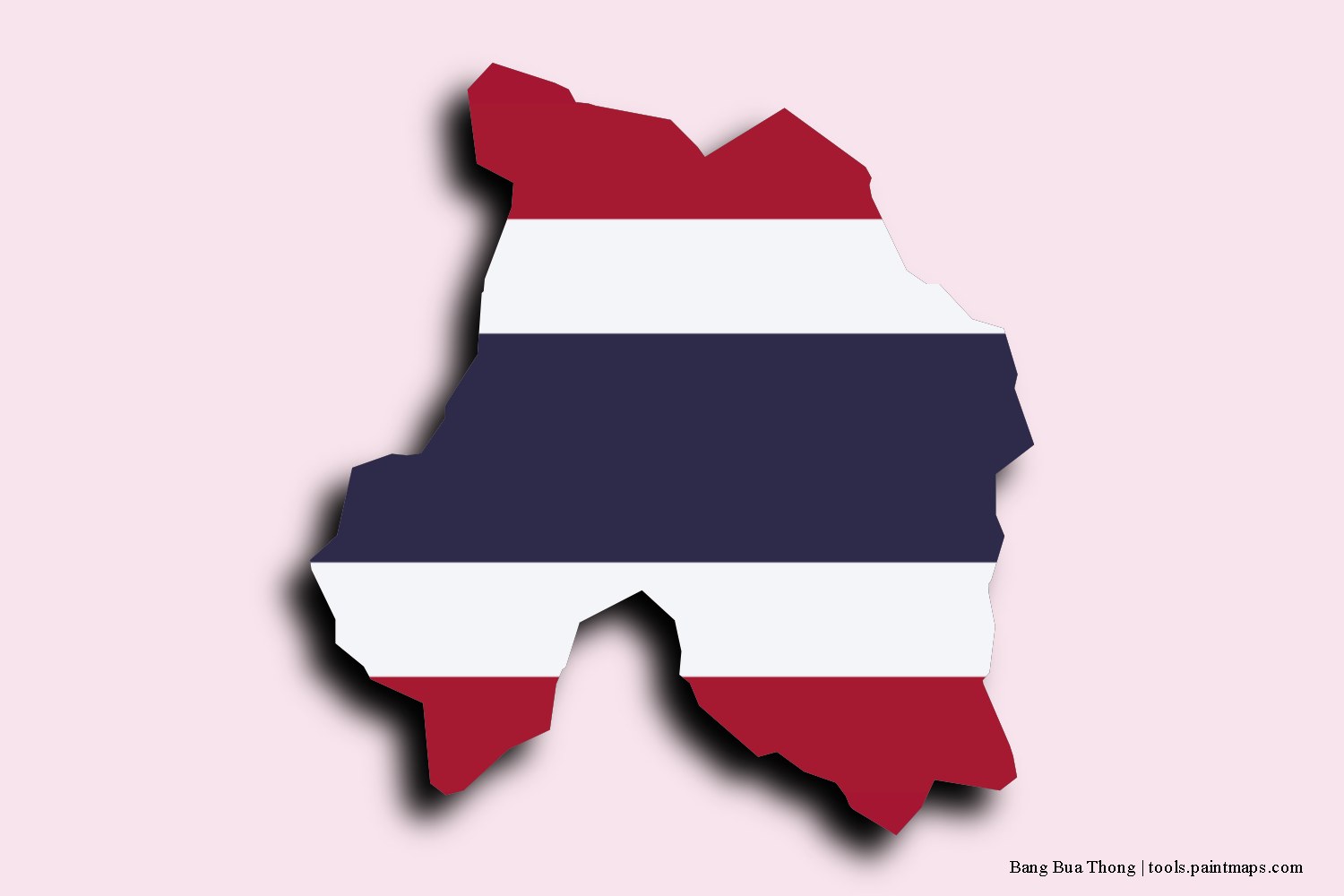 flag map of Bang Bua Thong with 3D shadow effect