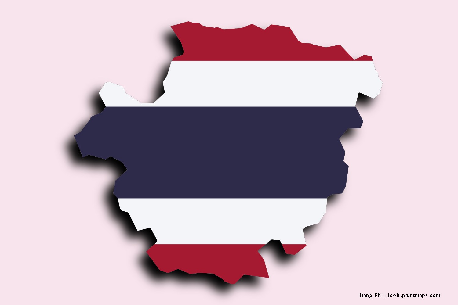 flag map of Bang Phli with 3D shadow effect