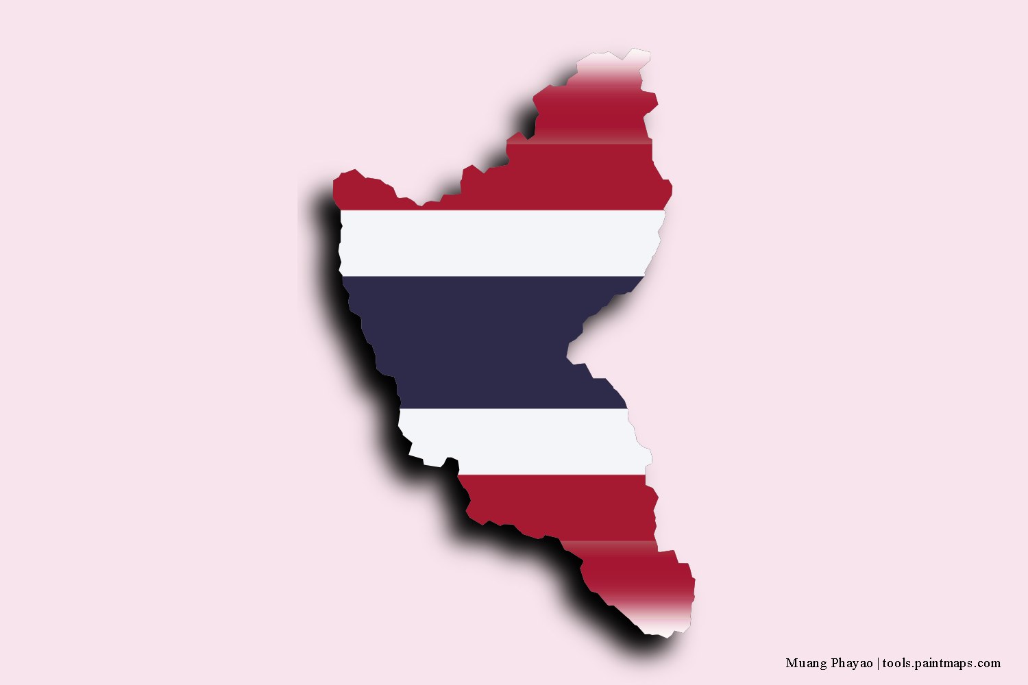 Mapa de la bandera de Muang Phayao con efecto de sombra 3D