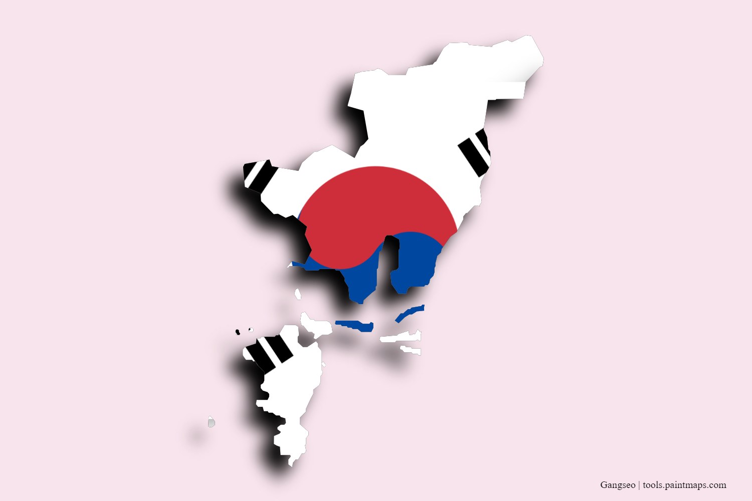 flag map of Gangseo with 3D shadow effect