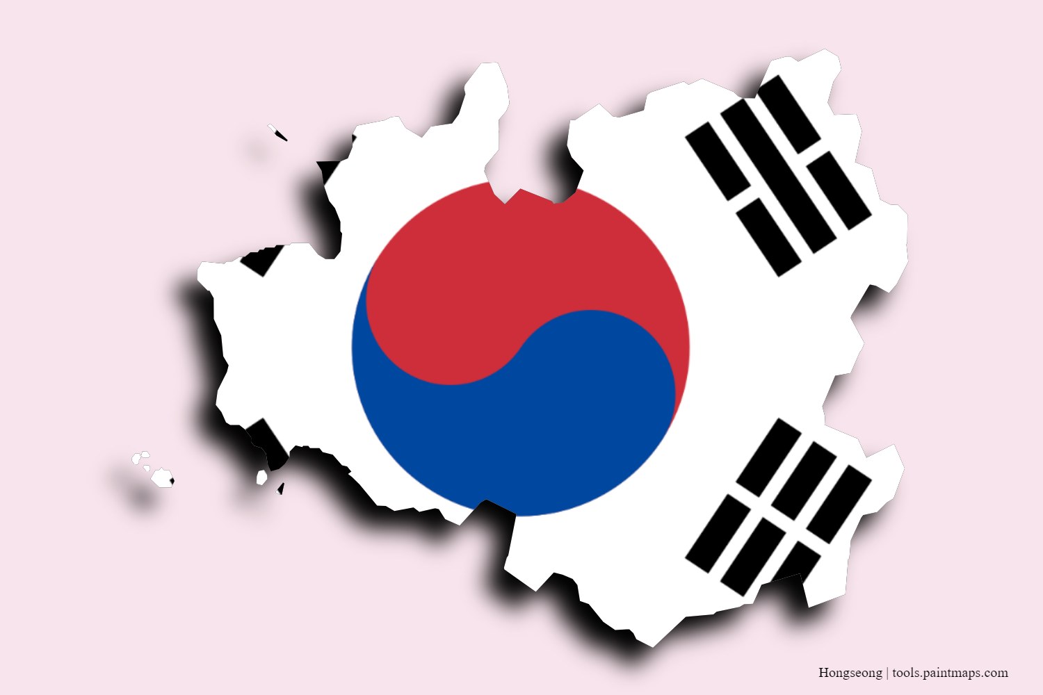 flag map of Hongseong with 3D shadow effect