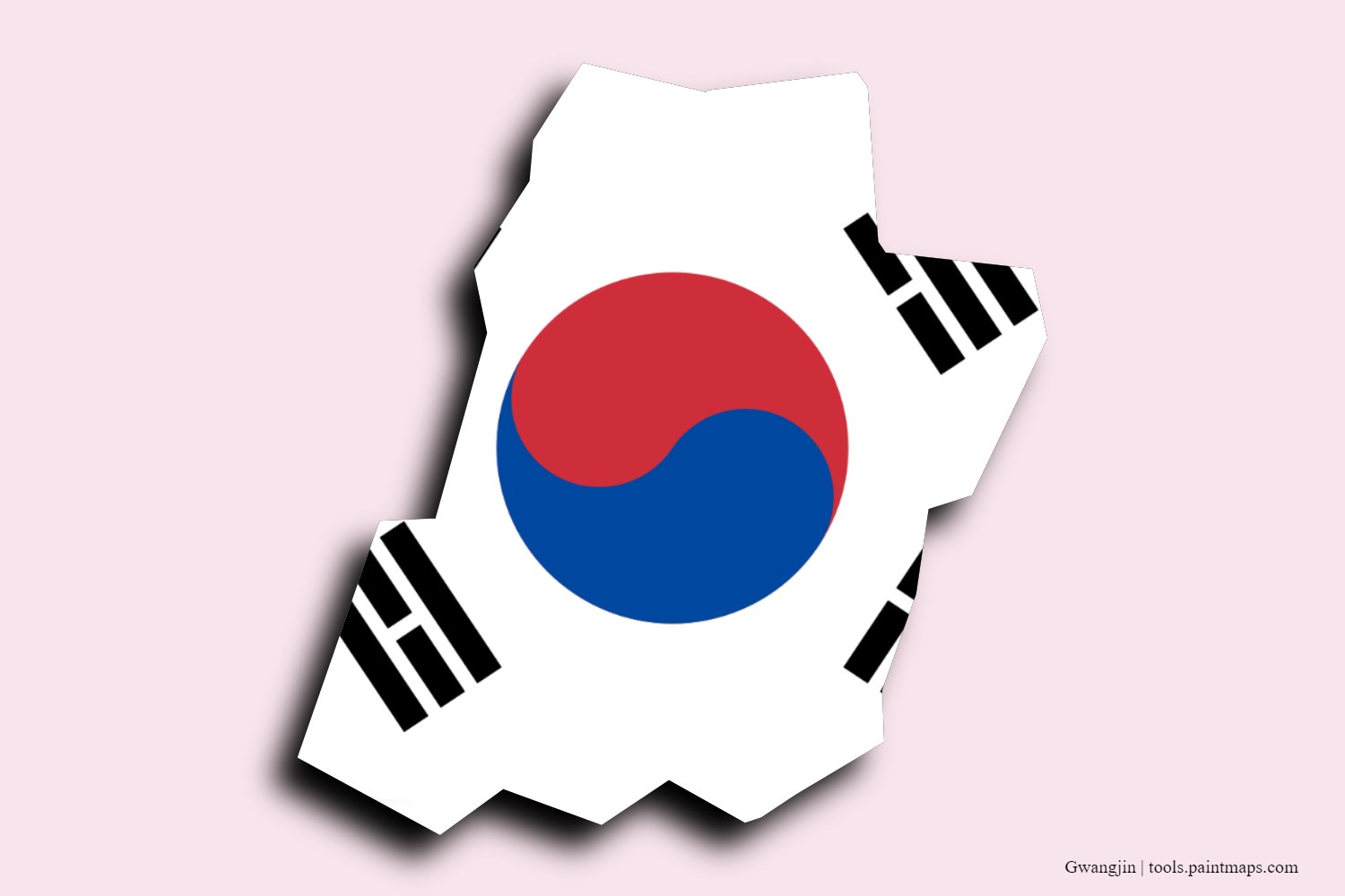 flag map of Gwangjin with 3D shadow effect