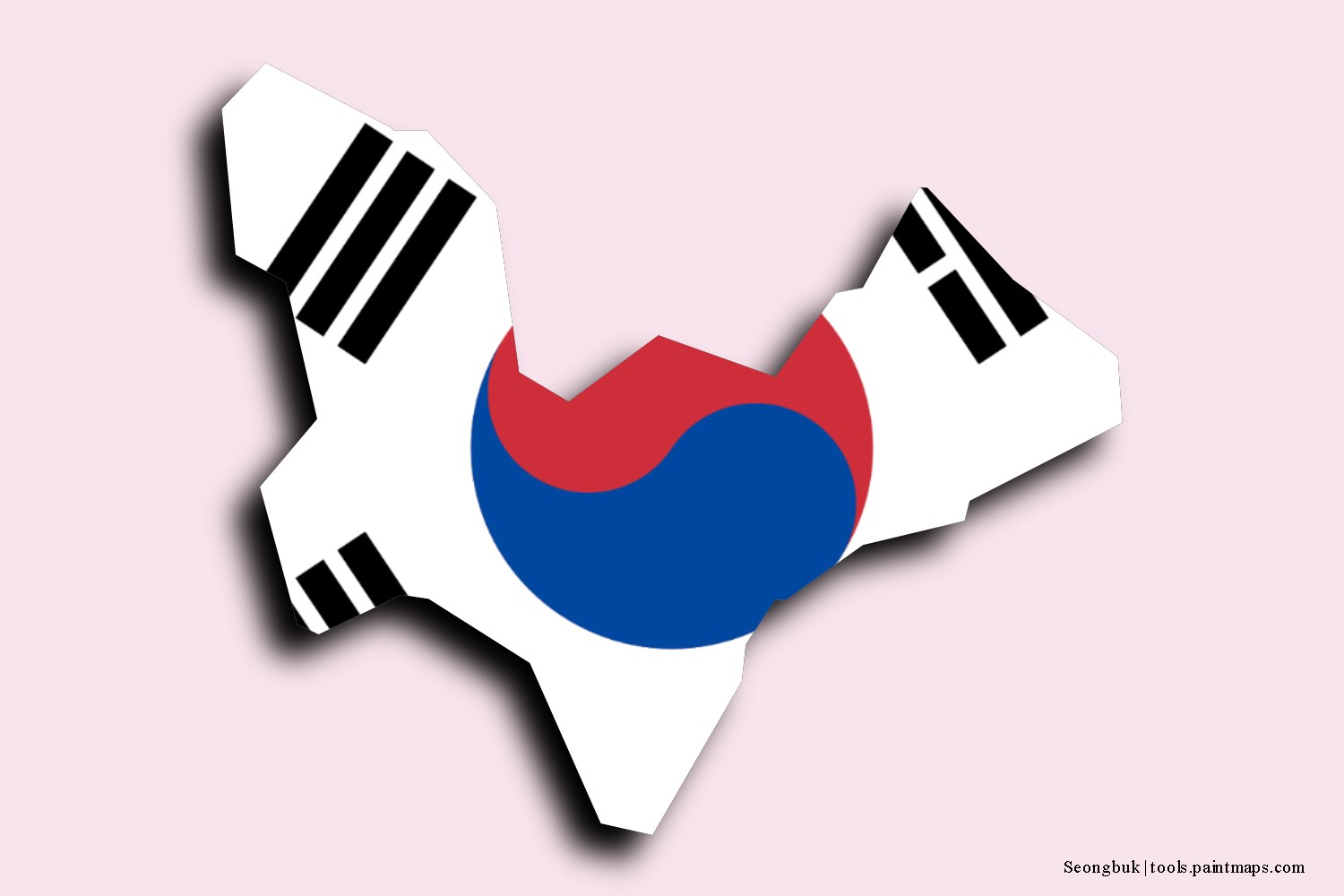 flag map of Seongbuk with 3D shadow effect