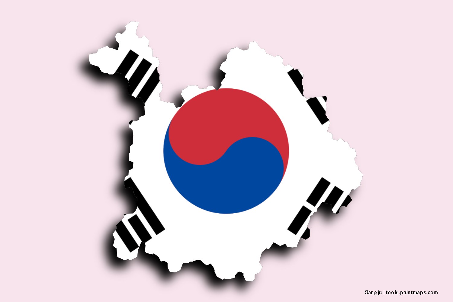 Mapa de la bandera de Sangju con efecto de sombra 3D