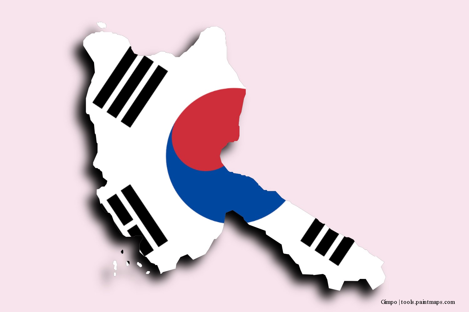 flag map of Gimpo with 3D shadow effect