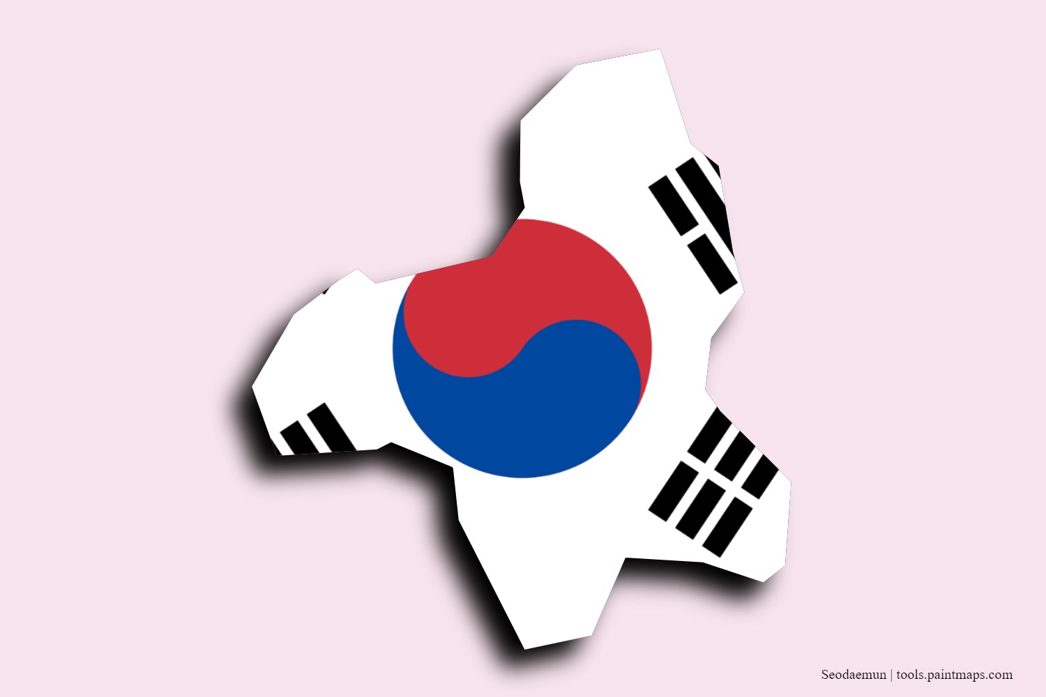 flag map of Seodaemun with 3D shadow effect