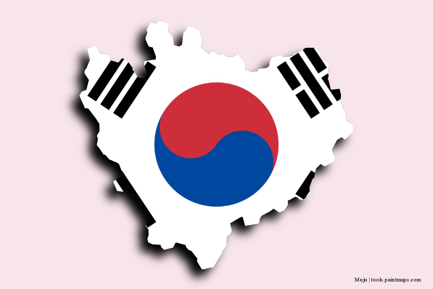 flag map of Muju with 3D shadow effect