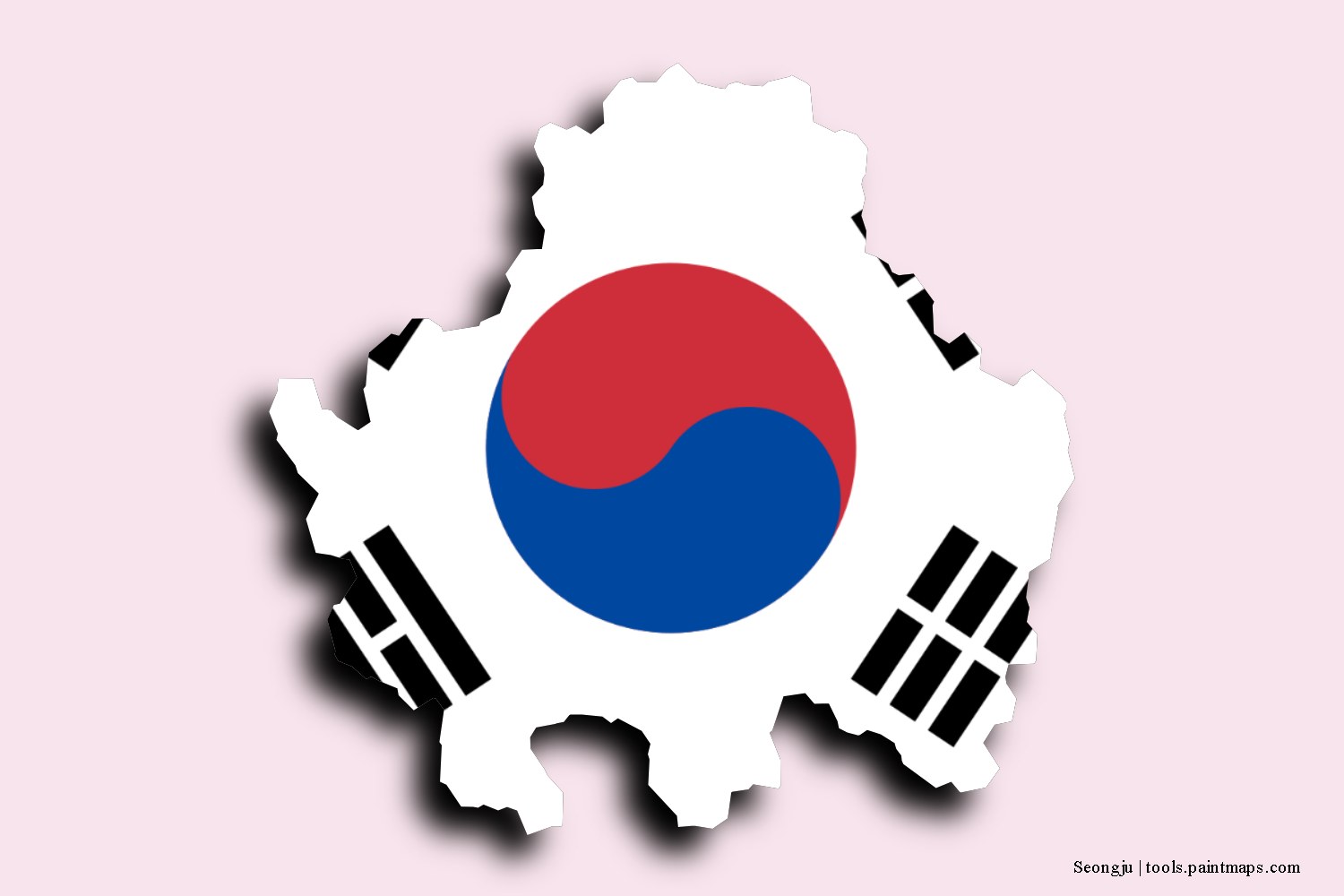 Mapa de la bandera de Seongju con efecto de sombra 3D