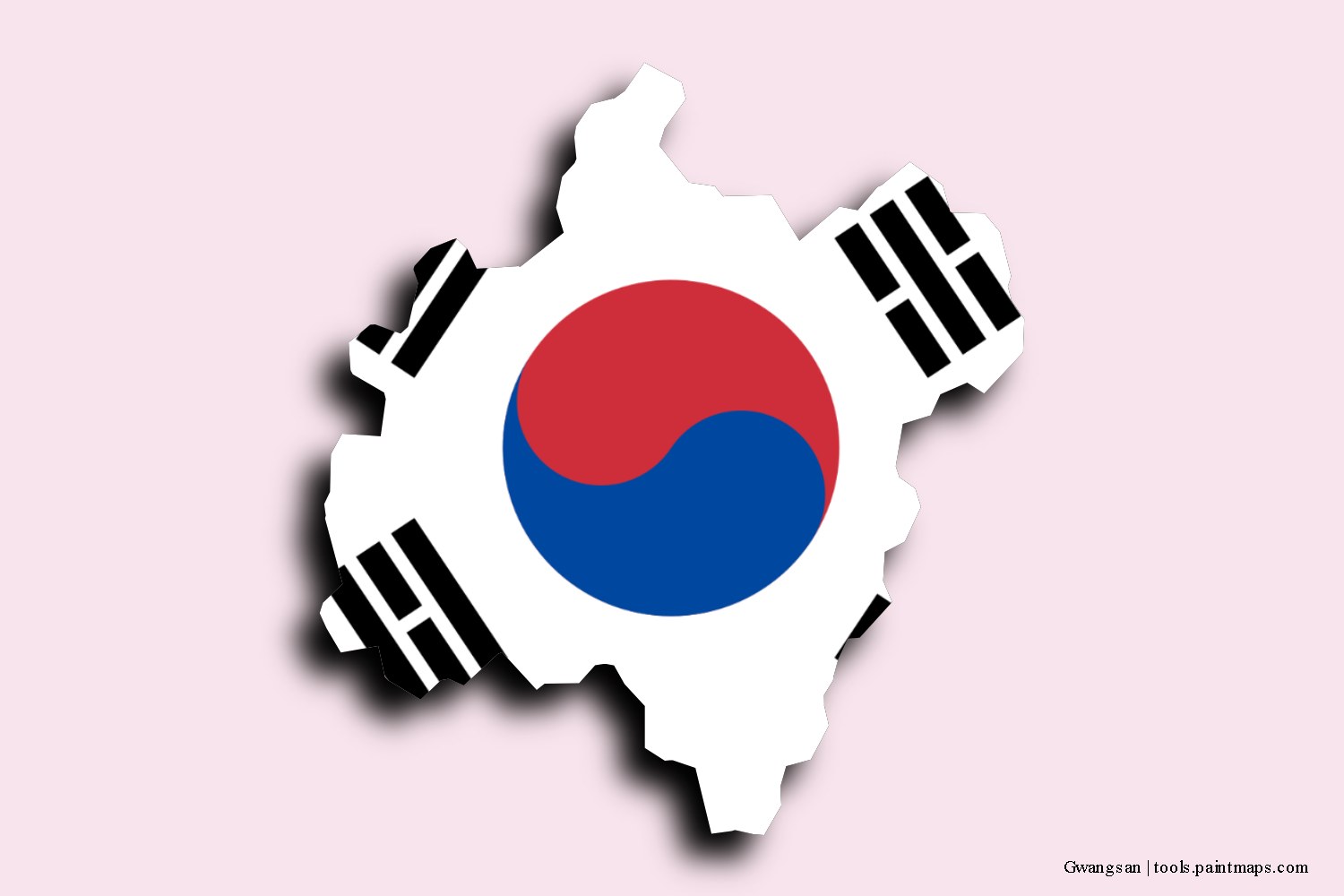 flag map of Gwangsan with 3D shadow effect