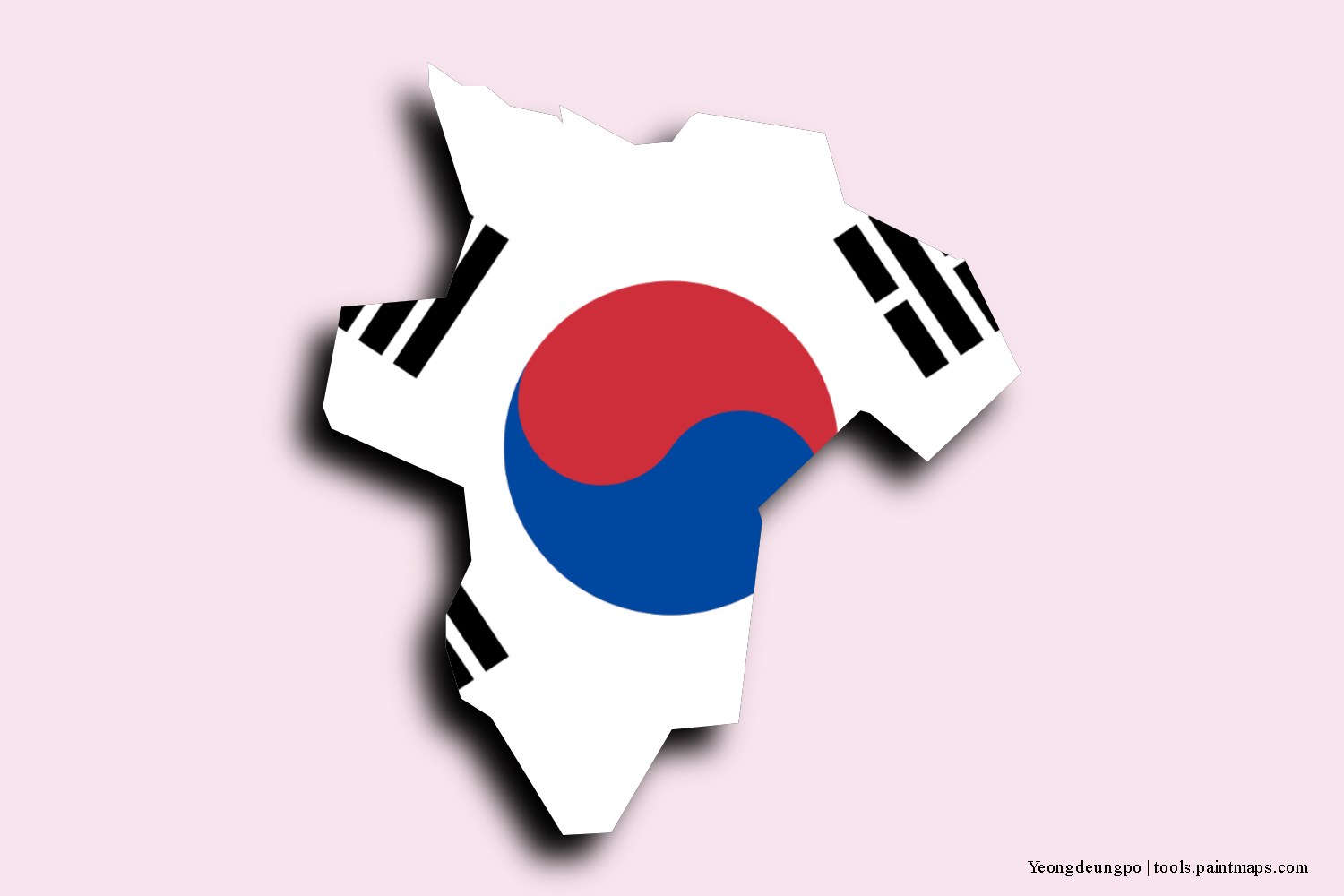 Mapa de la bandera de Yeongdeungpo con efecto de sombra 3D