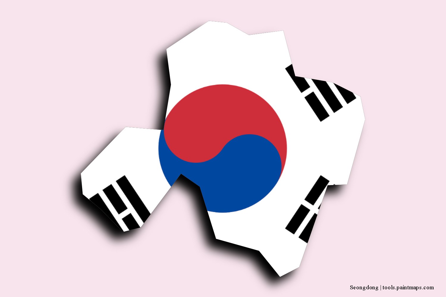 flag map of Seongdong with 3D shadow effect