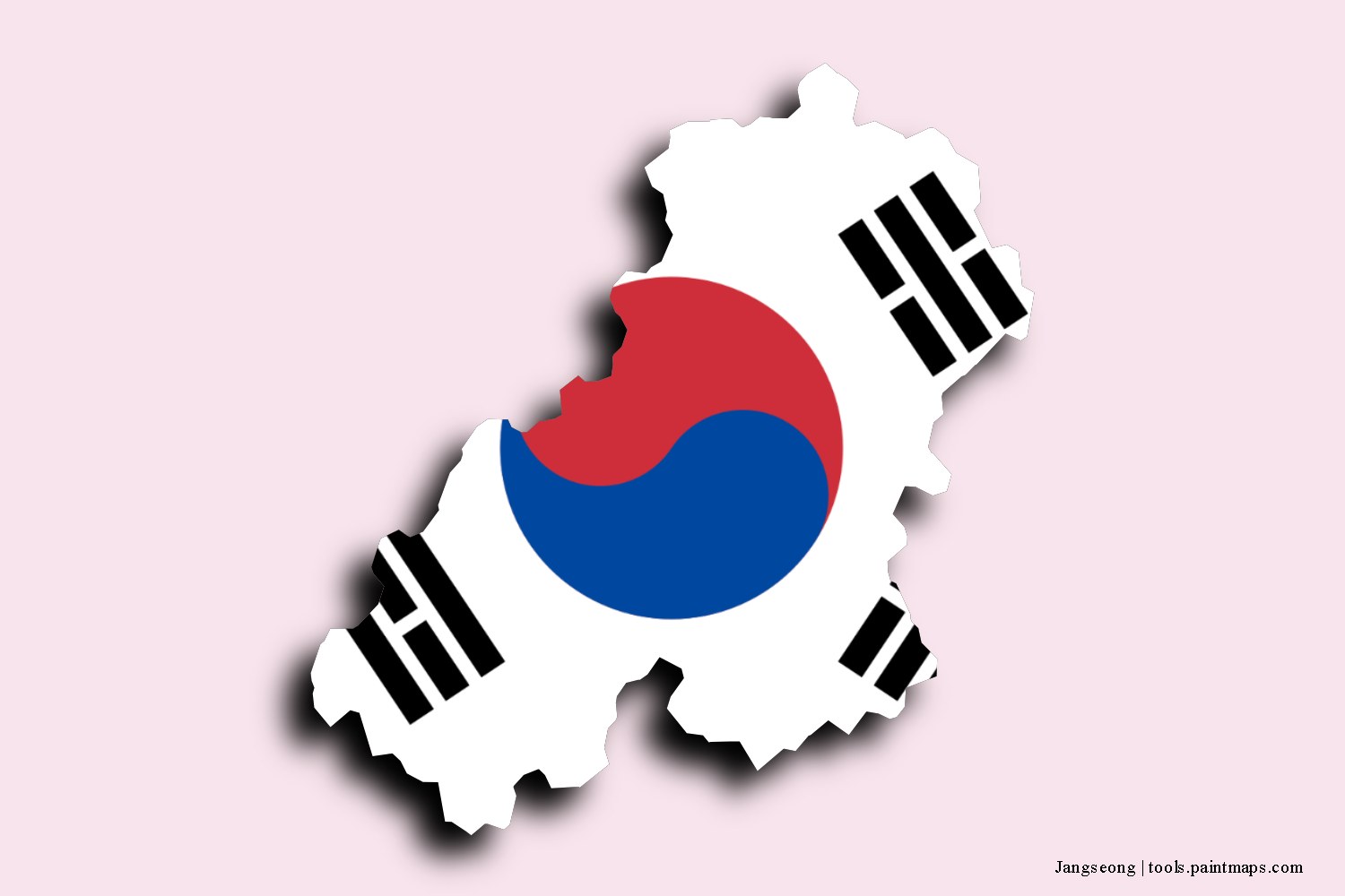 flag map of Jangseong with 3D shadow effect