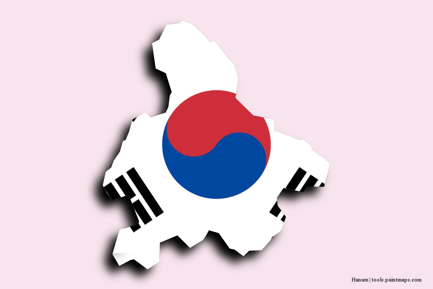 flag map of Hanam with 3D shadow effect