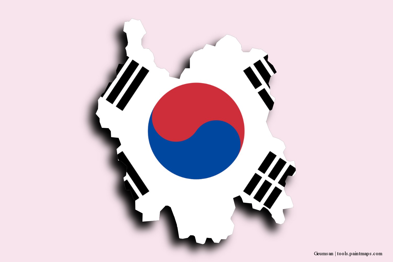 flag map of Geumsan with 3D shadow effect