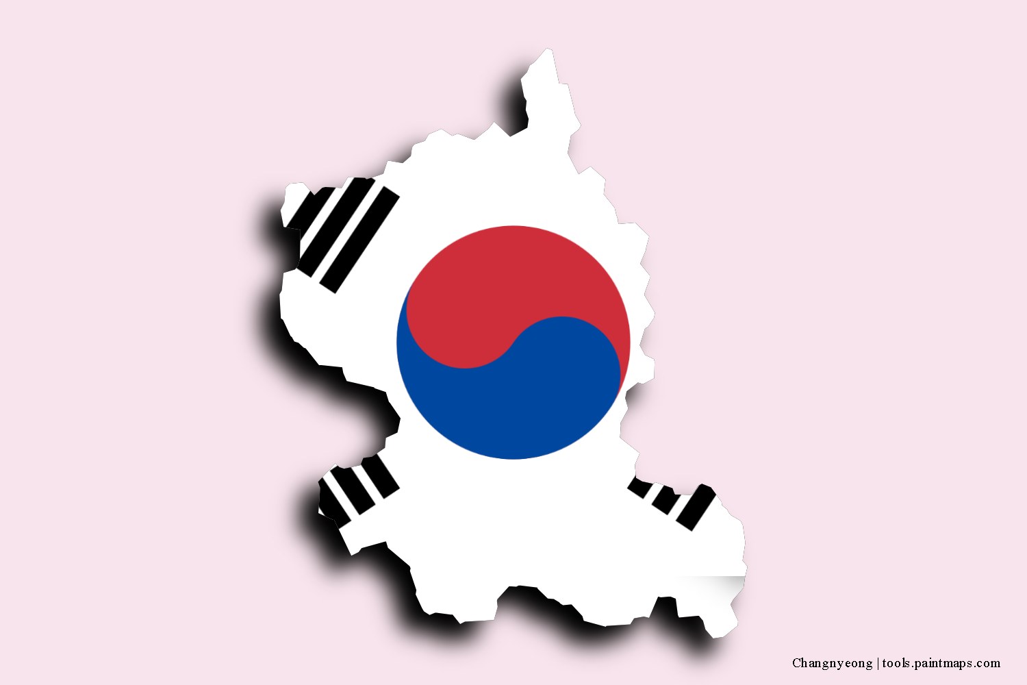 flag map of Changnyeong with 3D shadow effect