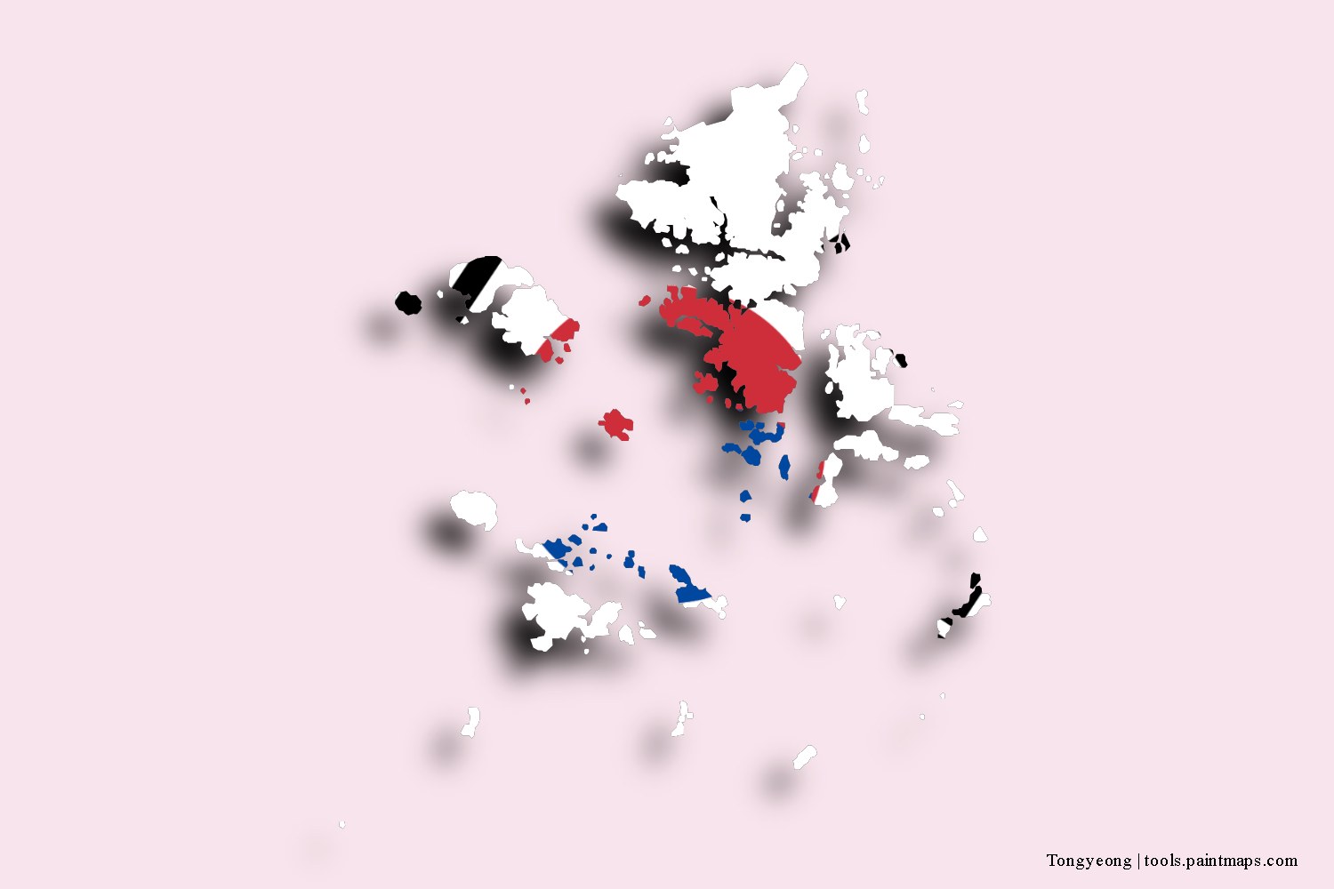 flag map of Tongyeong with 3D shadow effect