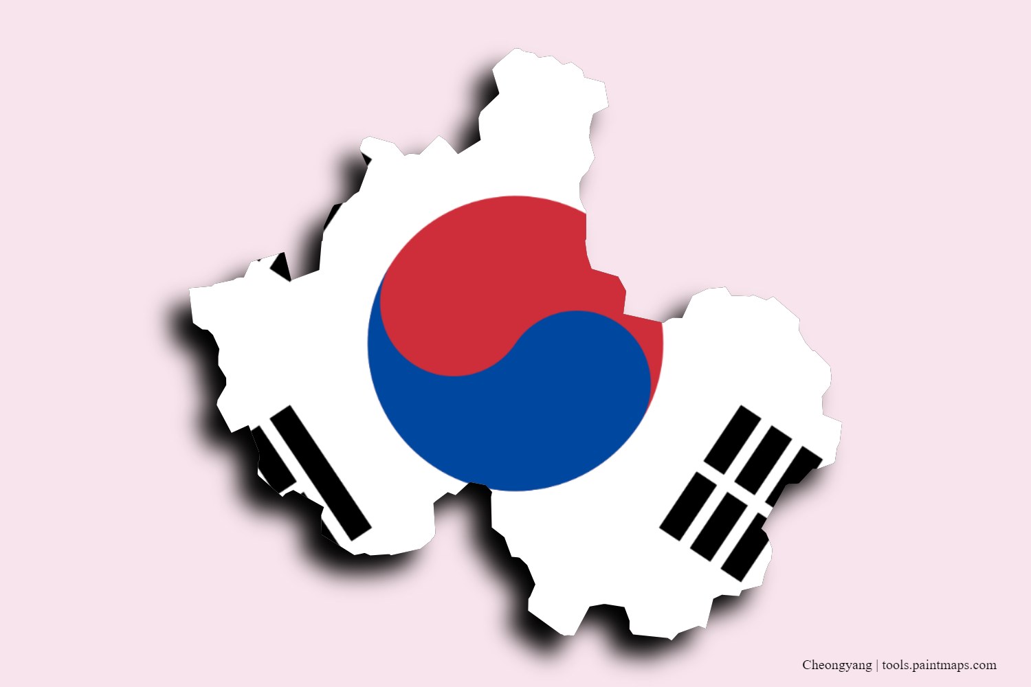 flag map of Cheongyang with 3D shadow effect