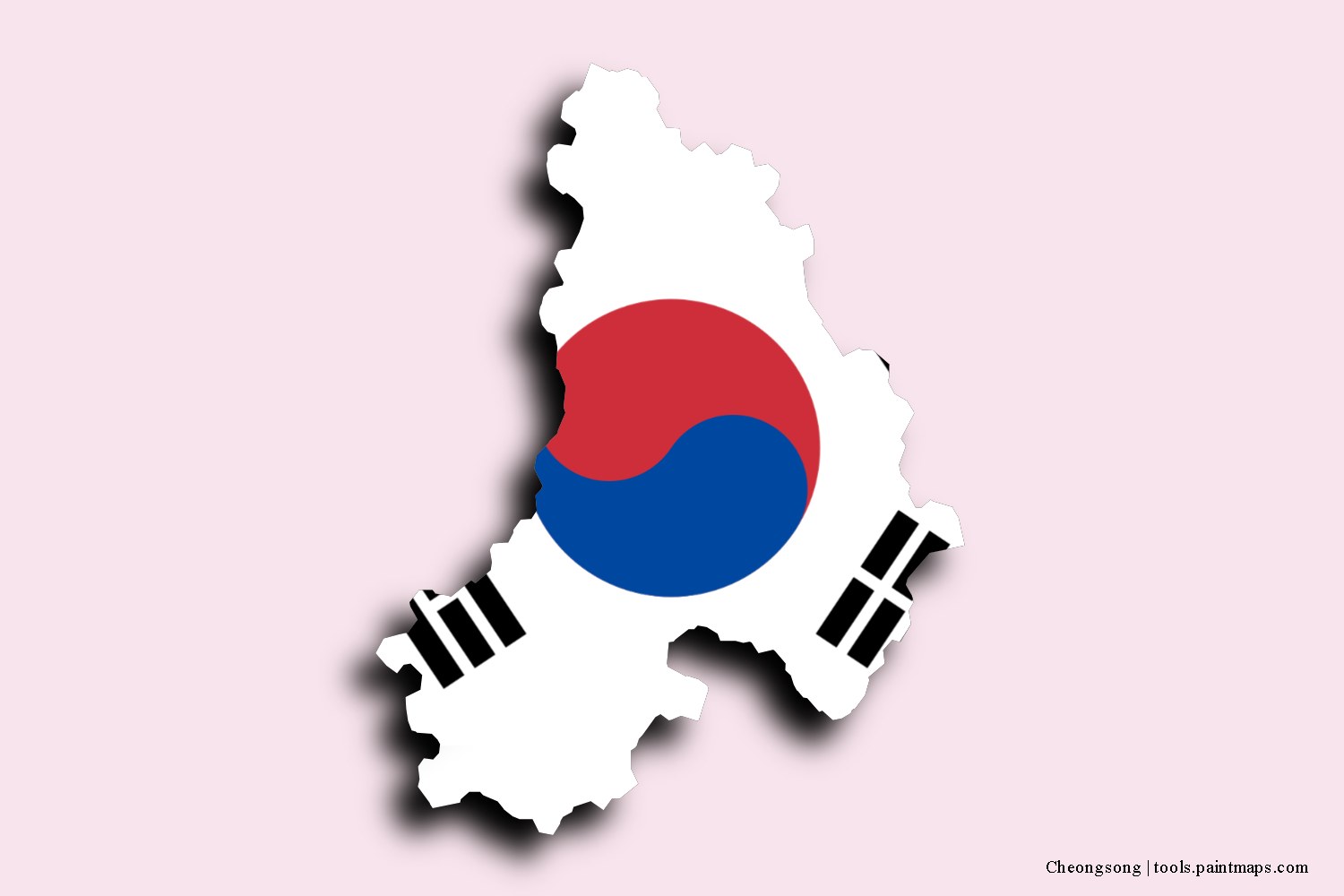 Mapa de la bandera de Cheongsong con efecto de sombra 3D