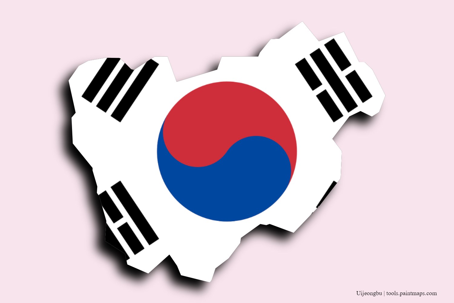 flag map of Uijeongbu with 3D shadow effect