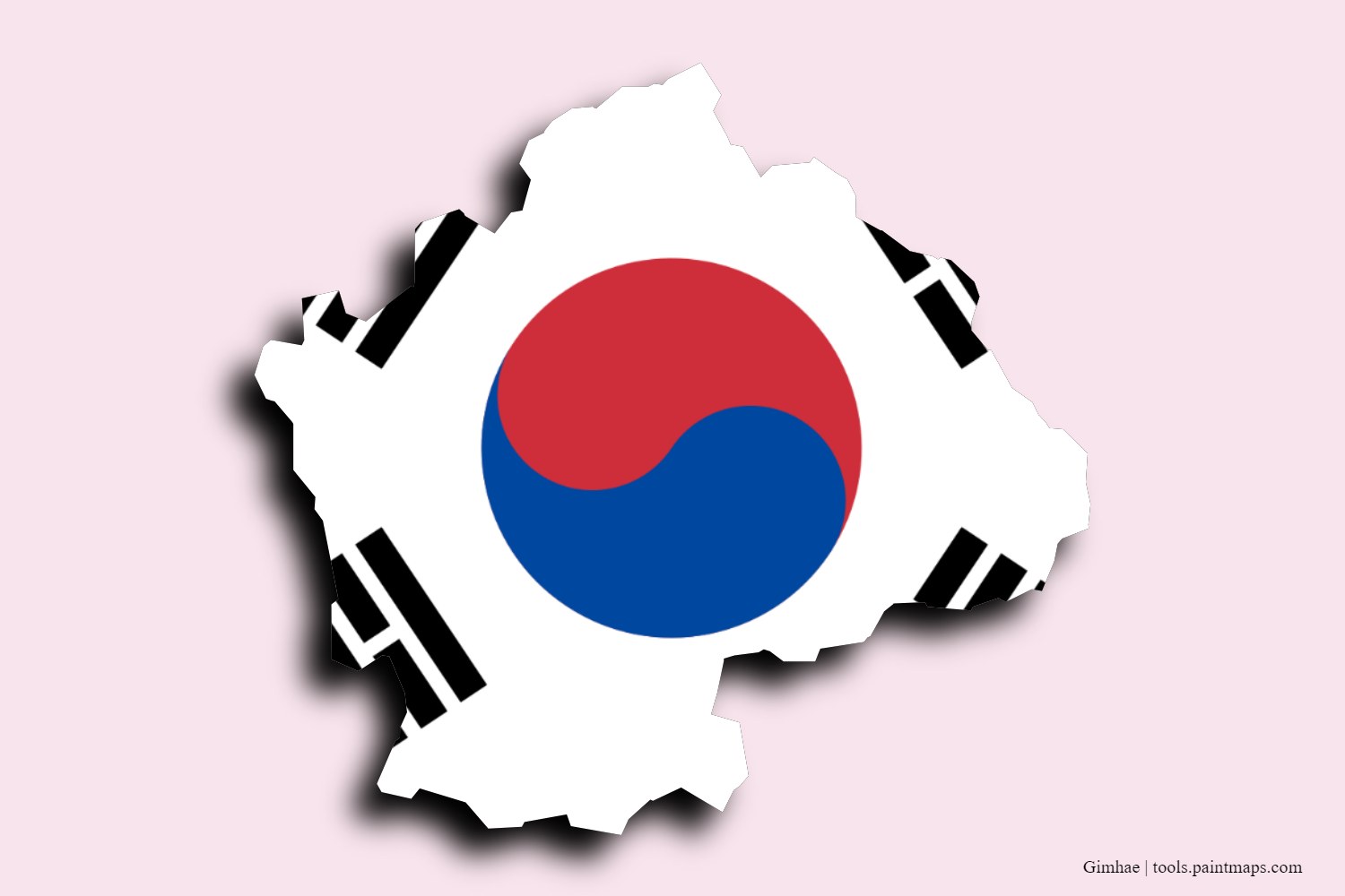 flag map of Gimhae with 3D shadow effect