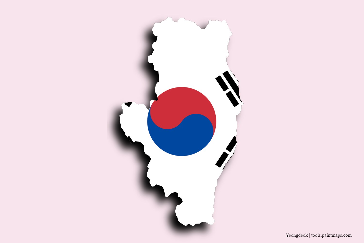 Mapa de la bandera de Yeongdeok con efecto de sombra 3D