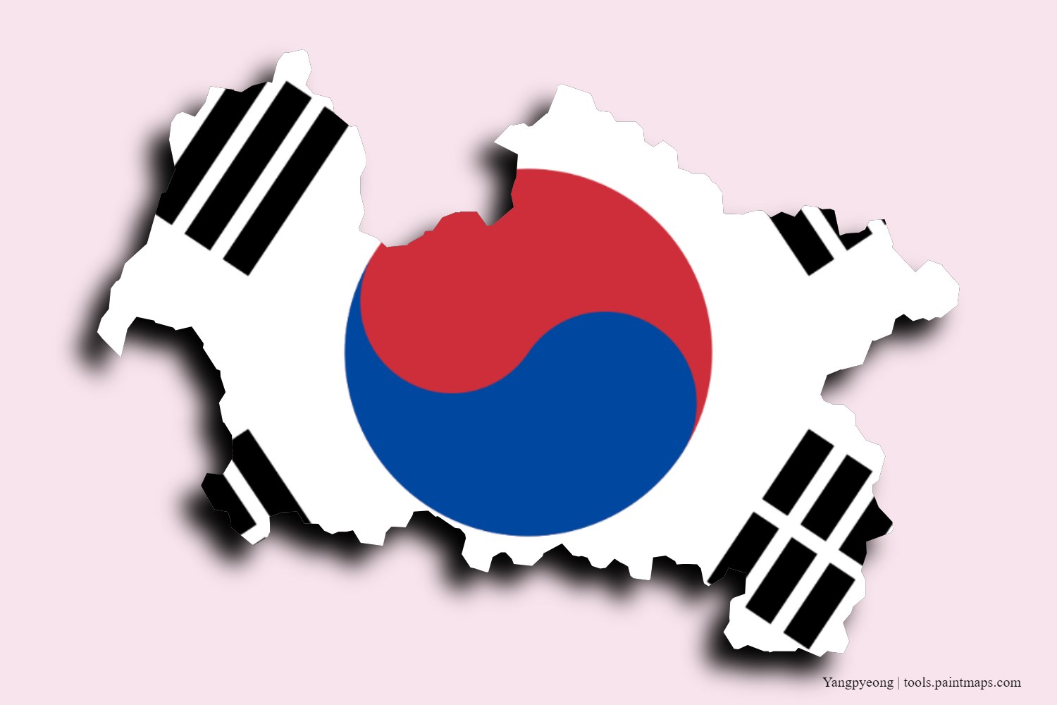 flag map of Yangpyeong with 3D shadow effect