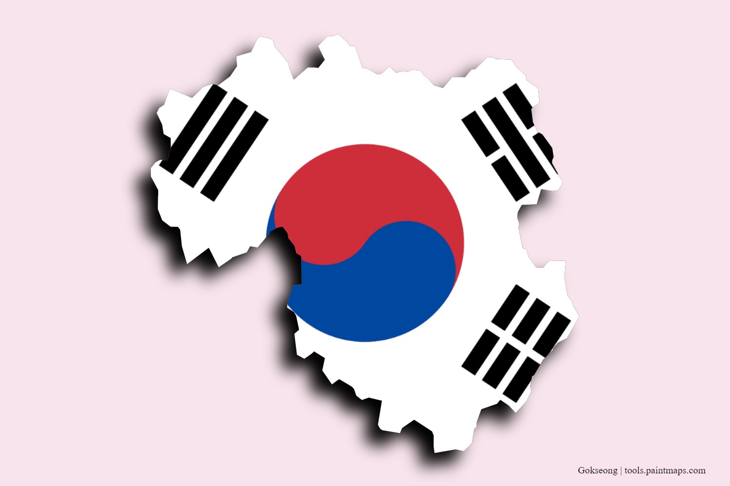 flag map of Gokseong with 3D shadow effect