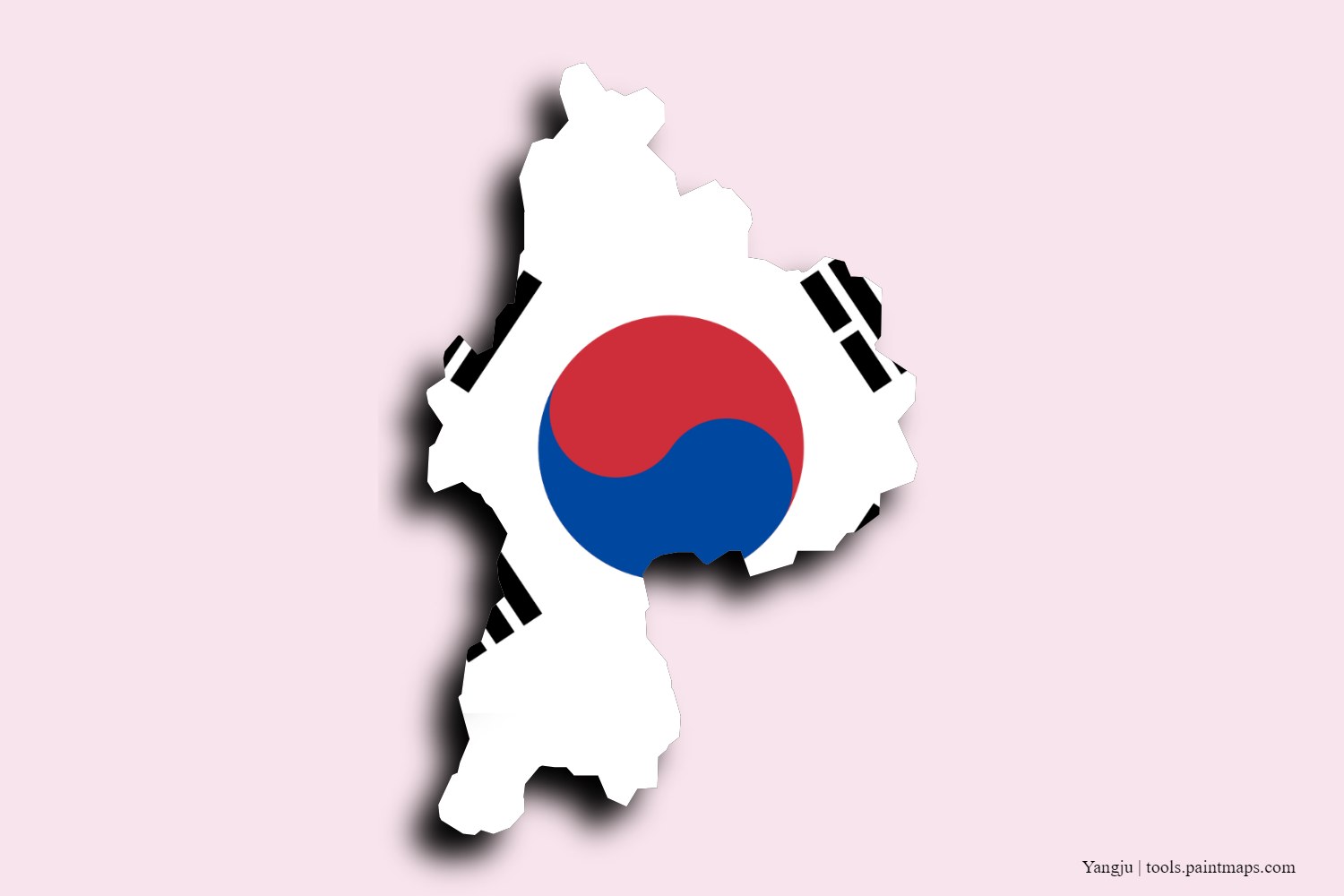 Mapa de la bandera de Yangju con efecto de sombra 3D