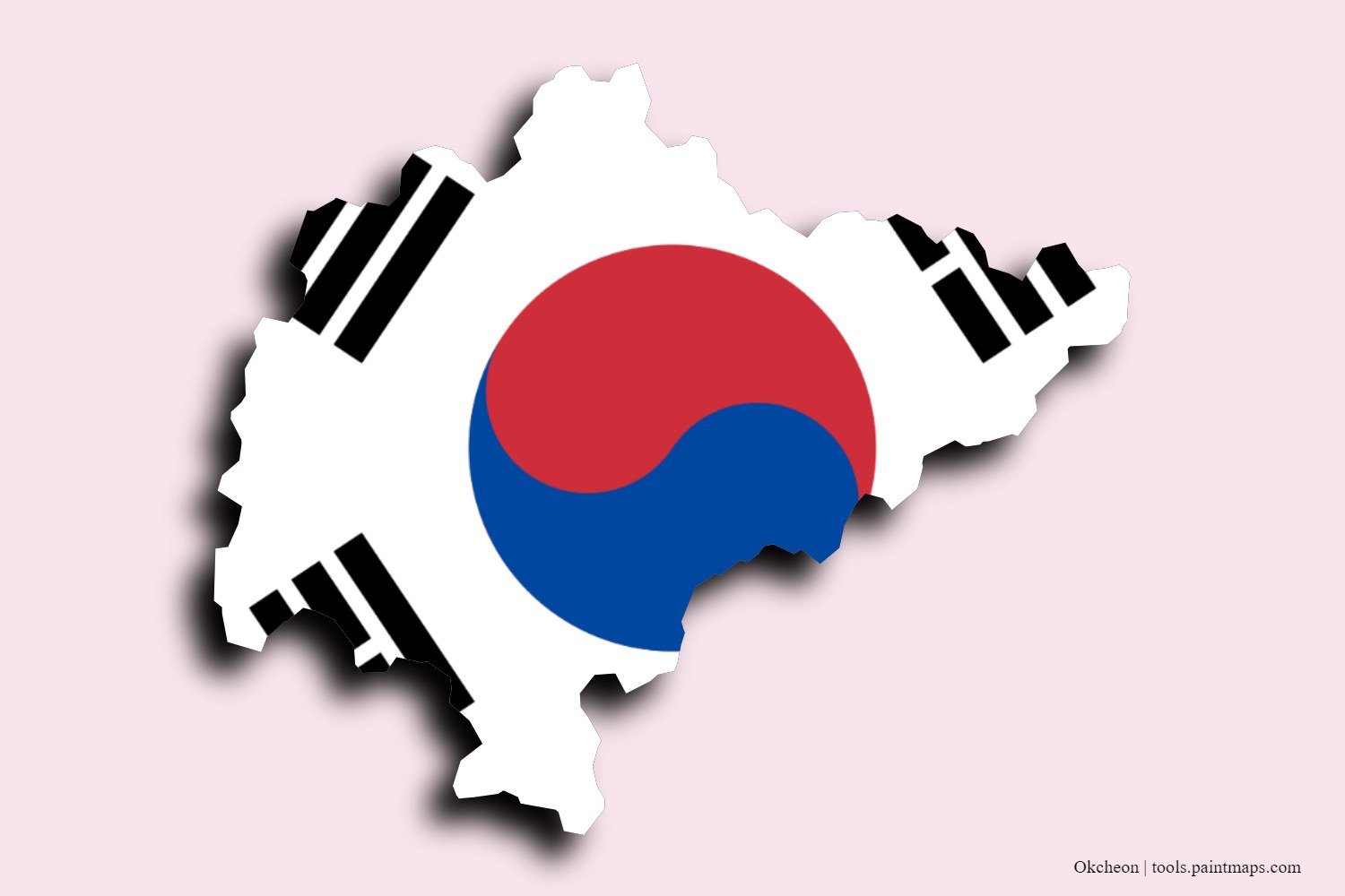 Mapa de la bandera de Okcheon con efecto de sombra 3D