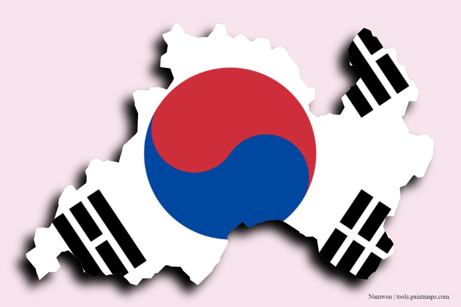 Mapa de la bandera de Namwon con efecto de sombra 3D