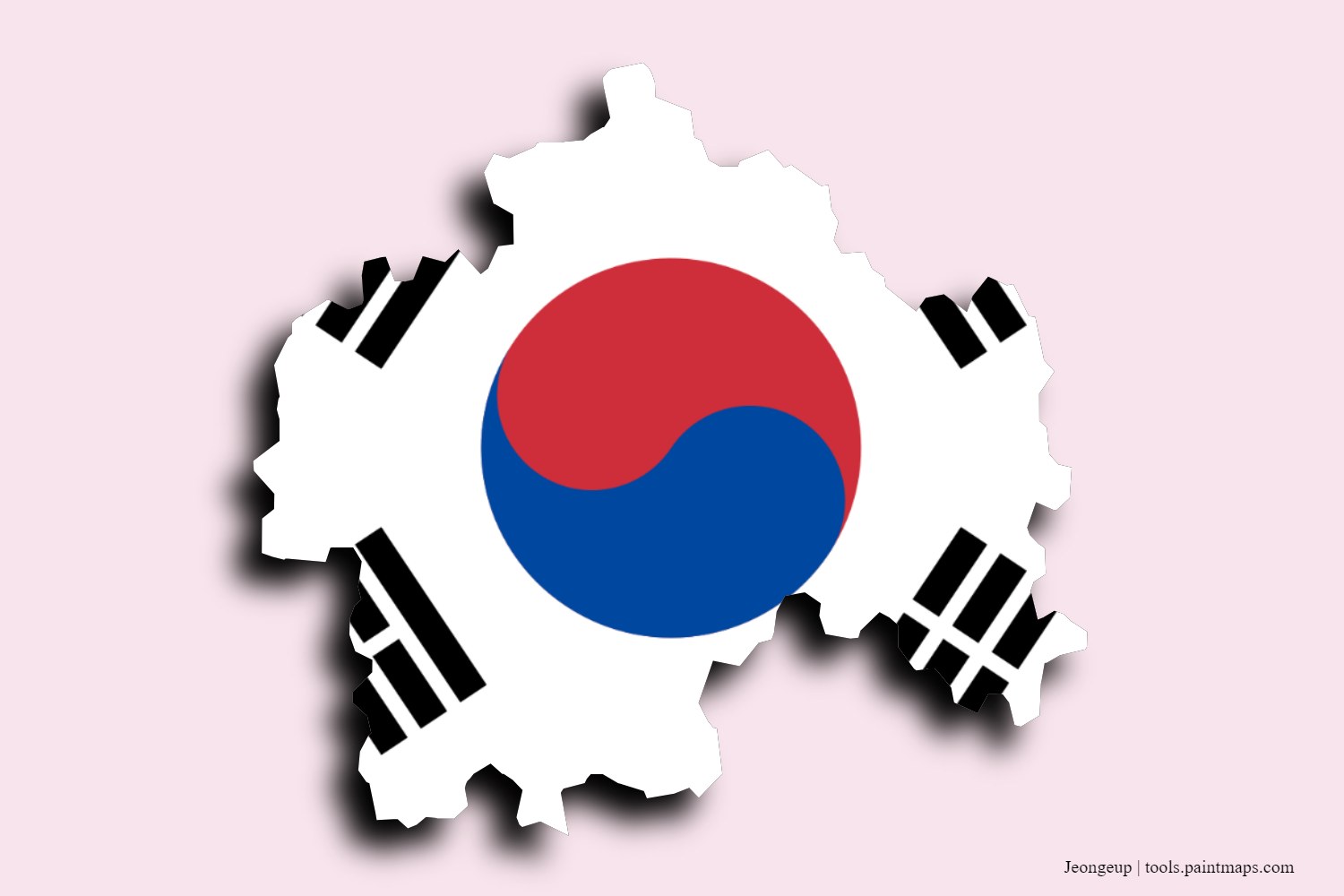 flag map of Jeongeup with 3D shadow effect