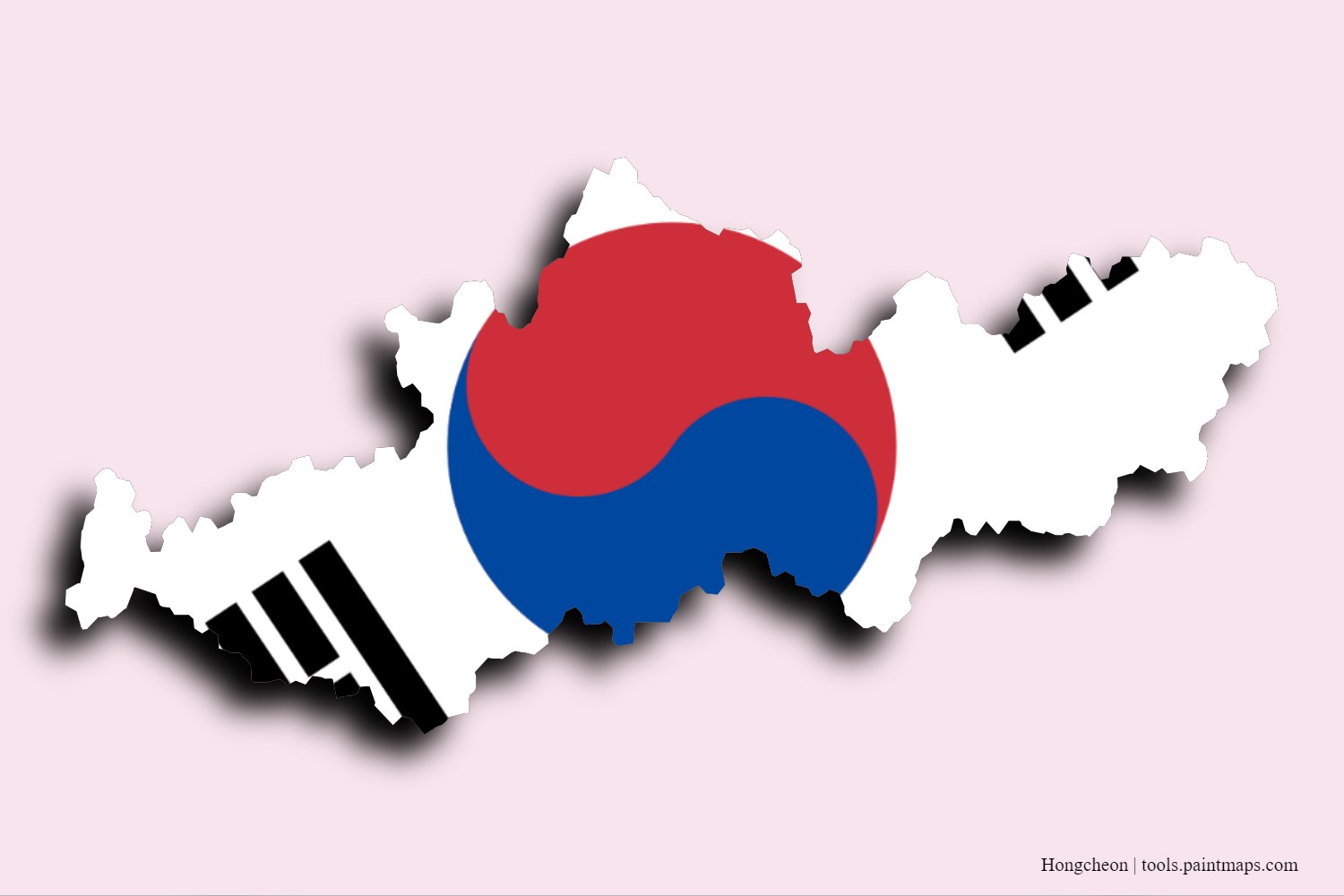 flag map of Hongcheon with 3D shadow effect