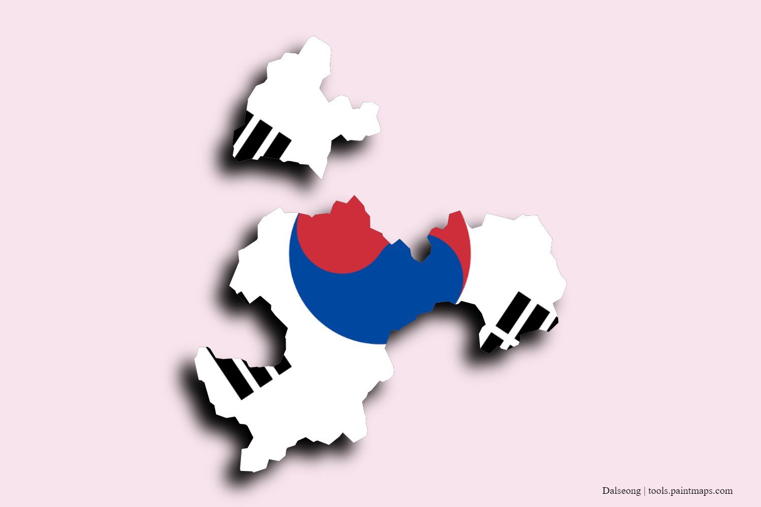 Mapa de la bandera de Dalseong con efecto de sombra 3D