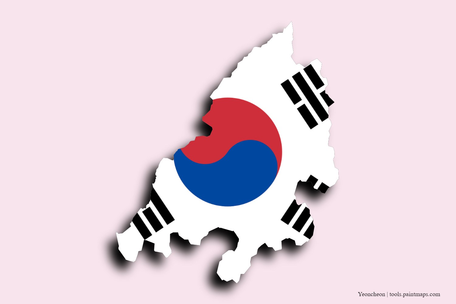 flag map of Yeoncheon with 3D shadow effect