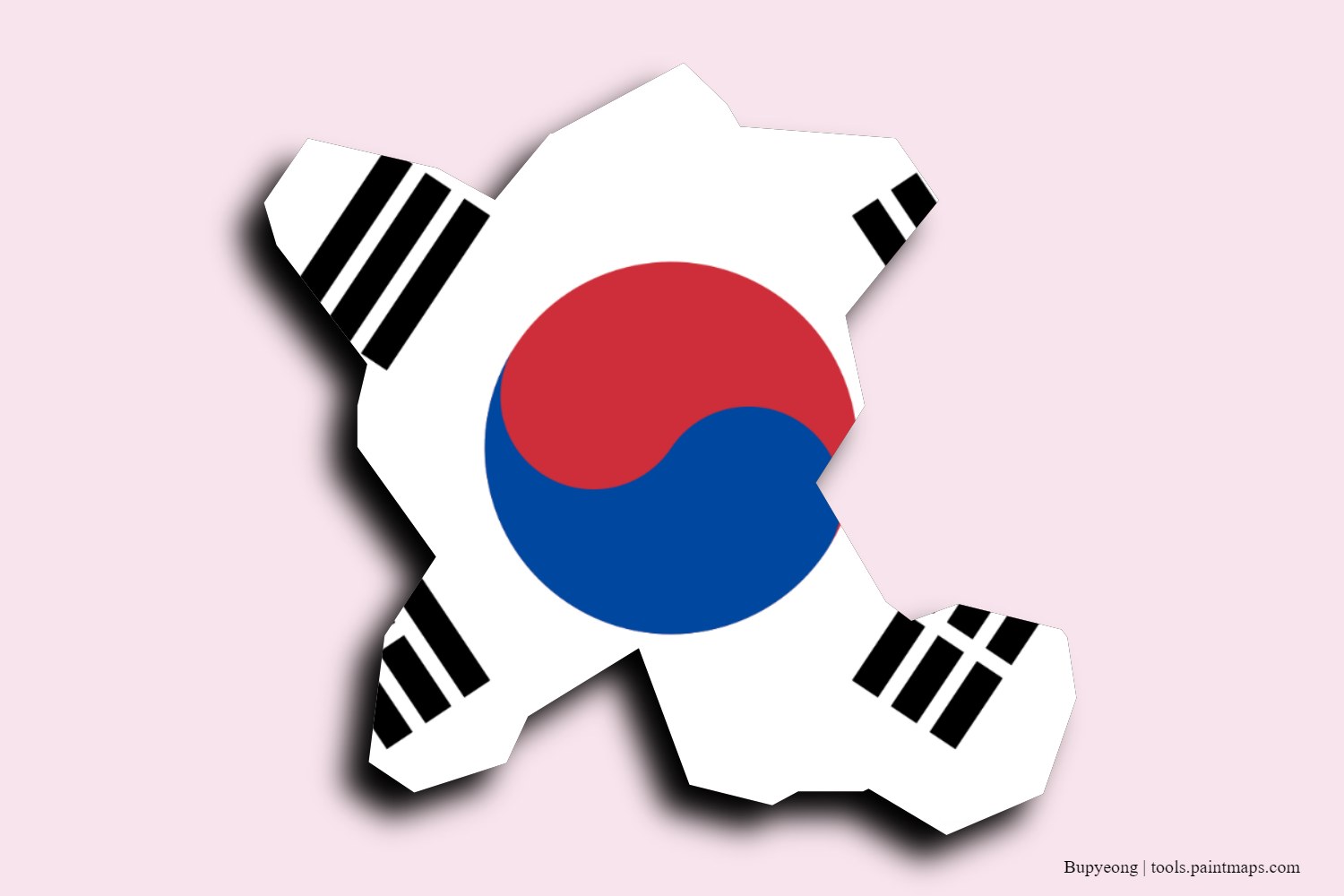 flag map of Bupyeong with 3D shadow effect