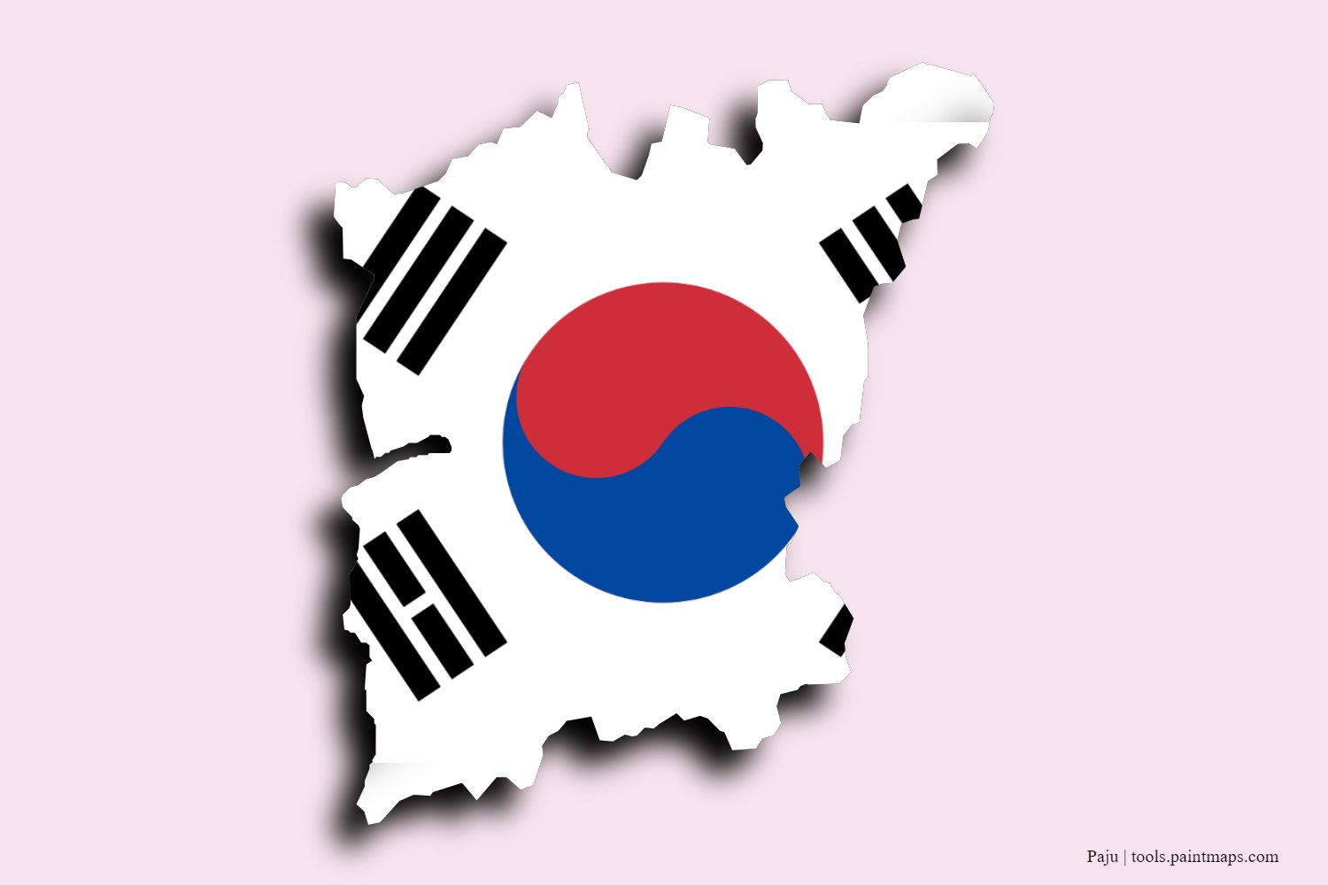 flag map of Paju with 3D shadow effect