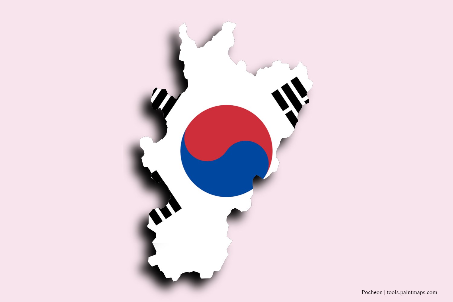 flag map of Pocheon with 3D shadow effect