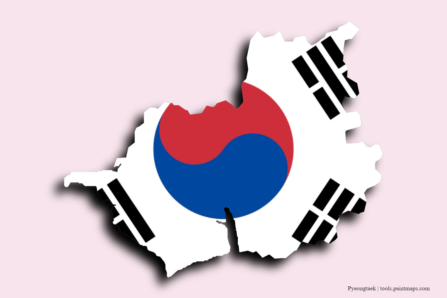 Mapa de la bandera de Pyeongtaek con efecto de sombra 3D