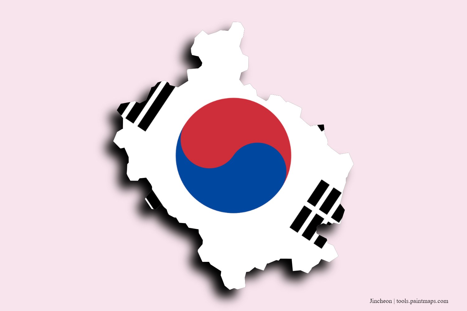 Mapa de la bandera de Jincheon con efecto de sombra 3D