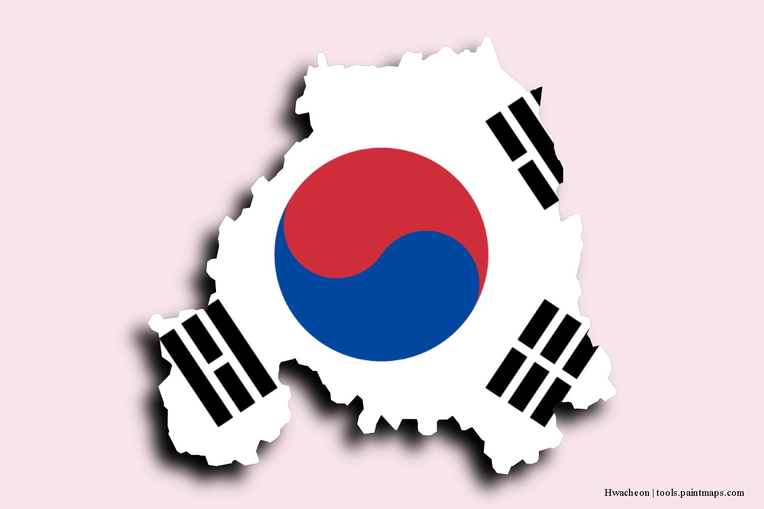 flag map of Hwacheon with 3D shadow effect