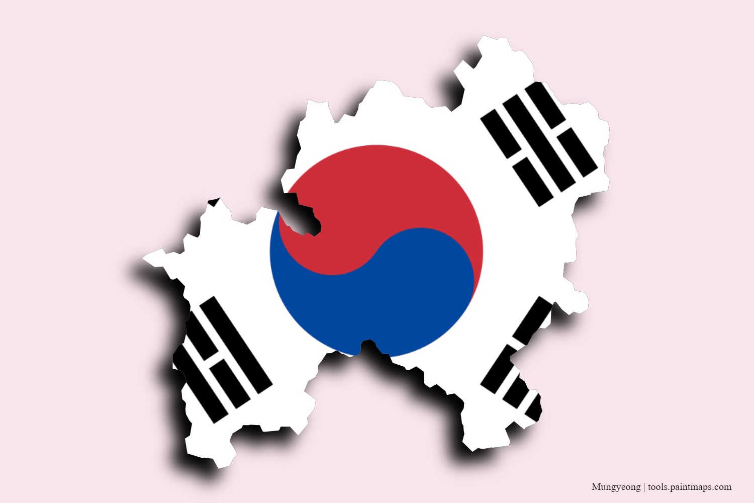 flag map of Mungyeong with 3D shadow effect